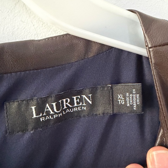 Lauren Ralph Lauren Navy Tie-Front Jersey Sleeveless Jumpsuit Brown Trim XL - Picture 11 of 11